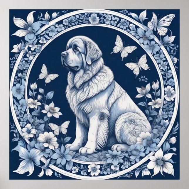 Poster Jardim Delft Newfoundland Azul Profundo (Frente)