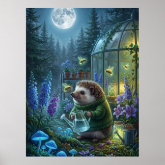 Poster Jardim deouriços Caprichosos na Fantasia Noturna