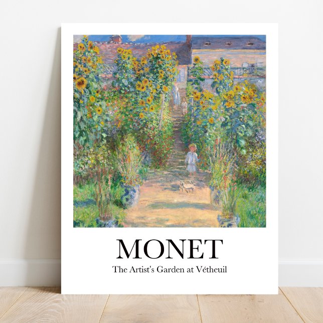 Poster Jardim do Artista em Vétheuil por Claude Monet (Monet's Garden Print: Sunflowers & Flowers in Bloom. Impressionist art for home decor)