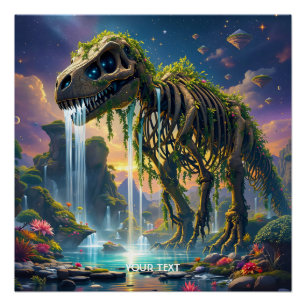 Póster Jardim do Dinossauro Fantasy Cute Skeleton