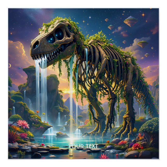 Póster Jardim do Dinossauro Fantasy Cute Skeleton (Frente)