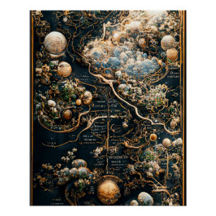 Póster Jardim do Éden Map, Cartografia do Céu