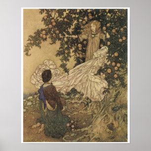 Poster Jardim Do Paraíso, Pintura De Fadas Vintage