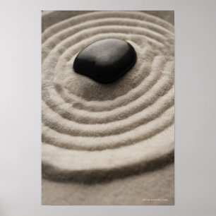 Poster jardim do zen com detalhe do seixo na areia