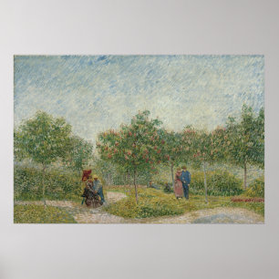 Póster Jardim em Montmartre com os amantes por Van Gogh