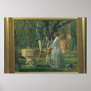 Póster Jardim em Ringsted com um baptismal antigo