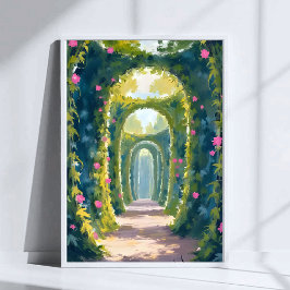 Poster Jardim Encantado | Pintura em Aquarela do Arco Flo