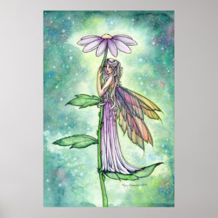 Poster Jardim Estrelado Arte de Aquarela de Flor de Prima