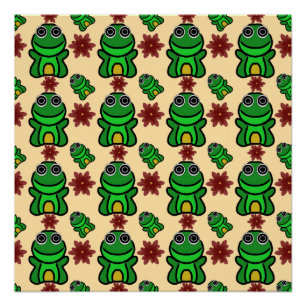 Póster Jardim Feliz do Sapinho: Sapinho Verde Fofo e Flor