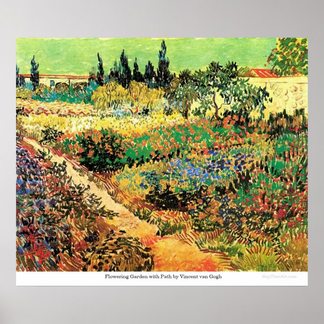 Poster Jardim Flor com Caminho de Vincent van Gogh (Frente)