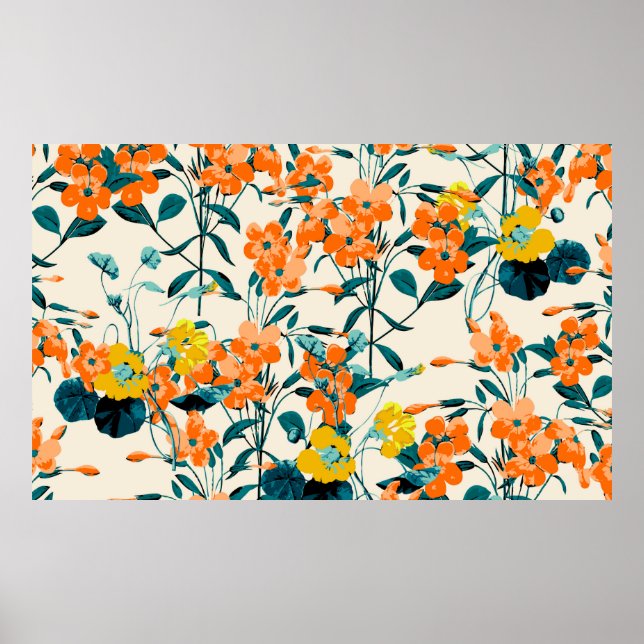 Poster Jardim Flor. Florais e ramos pequenos em forma de  (Frente)