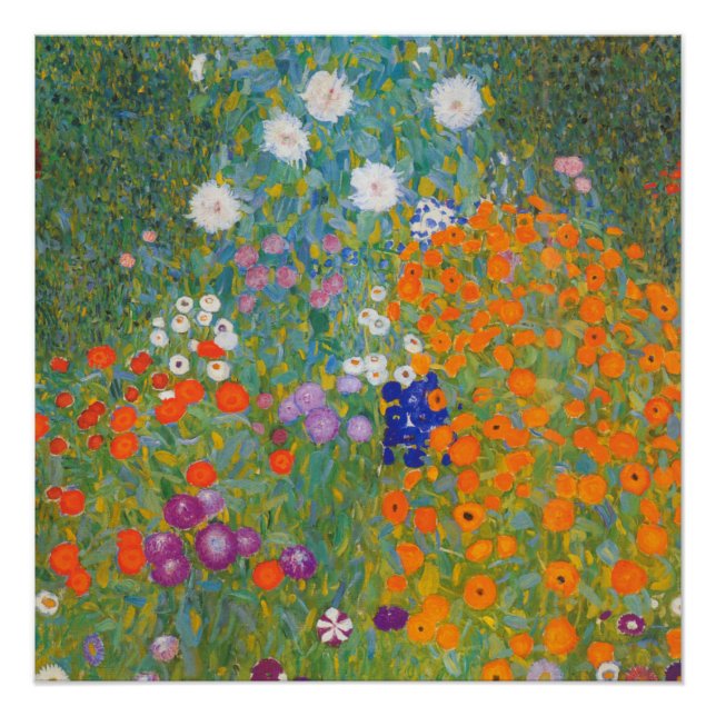 Póster Jardim Flor por Gustav Klimt (Frente)