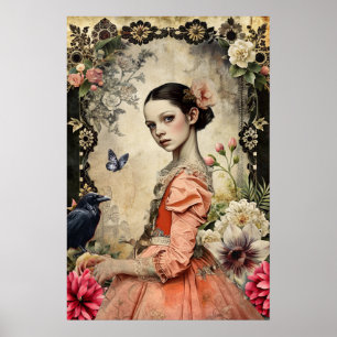 Poster Jardim Floral de Gótico Victoriana Elegante Única
