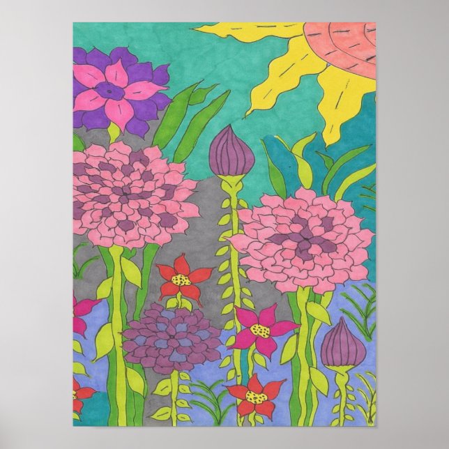 Poster Jardim Floral de Primavera (Frente)