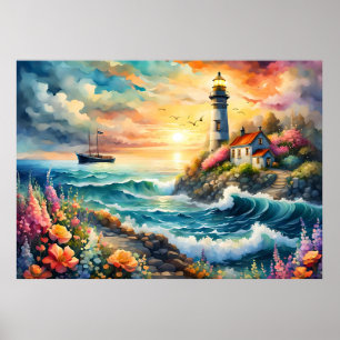 Poster Jardim Floral do Farol no Mar