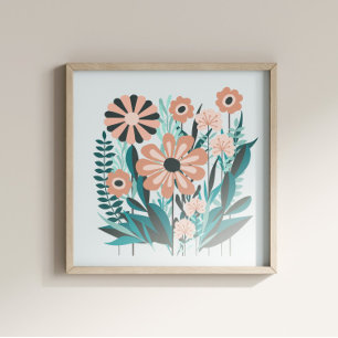 Poster Jardim Floral Retro