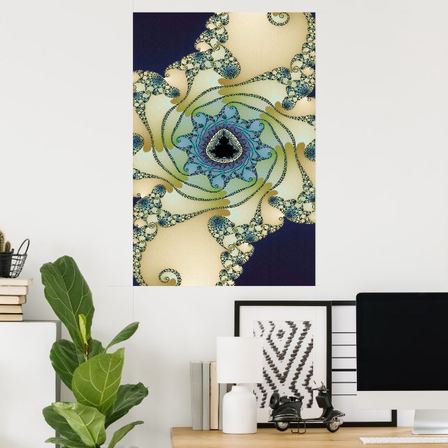 Poster Jardim Fractal Octopus Mandelbrot (Escritório em casa)