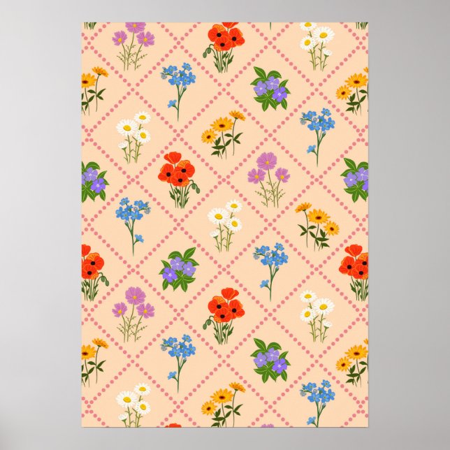 Poster Jardim Harlequim de Flores Silvestres (Frente)