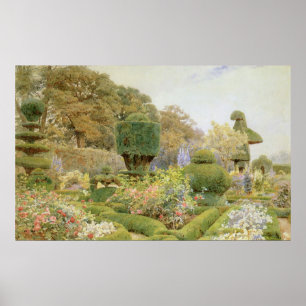 Póster Jardim Inglês Antigo, Rosas e Cores by Elgood