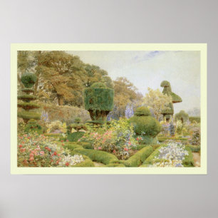 Póster Jardim Inglês Antigo, Rosas e Cores by Elgood