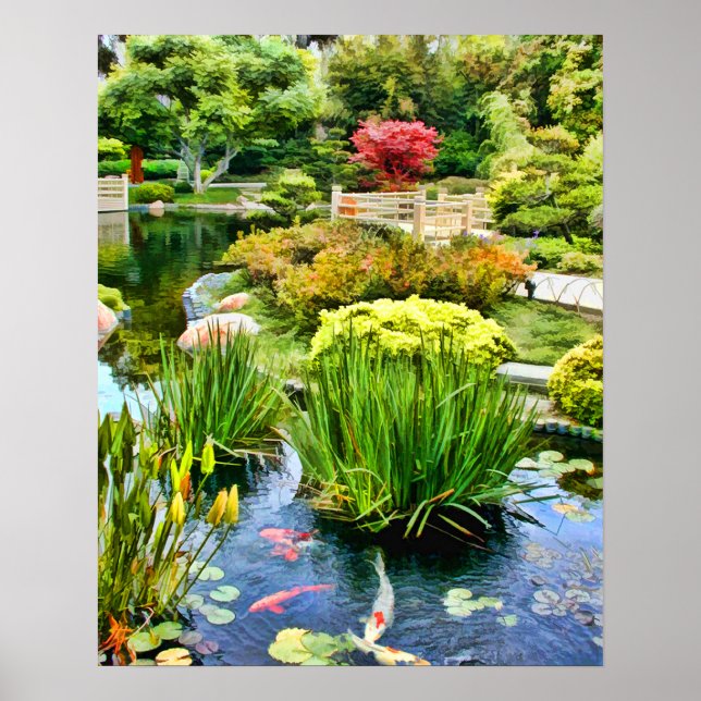 Póster Jardim Japonês com Koi HDR 10 de julho (Frente)