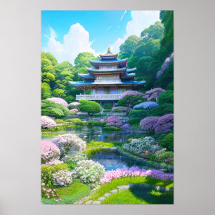 Poster Jardim Japonês com Templo
