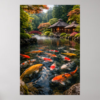Poster Jardim Japonês & Lago de Koi - Imagem Fotográfica