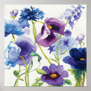 Póster Jardim misto azul e roxo