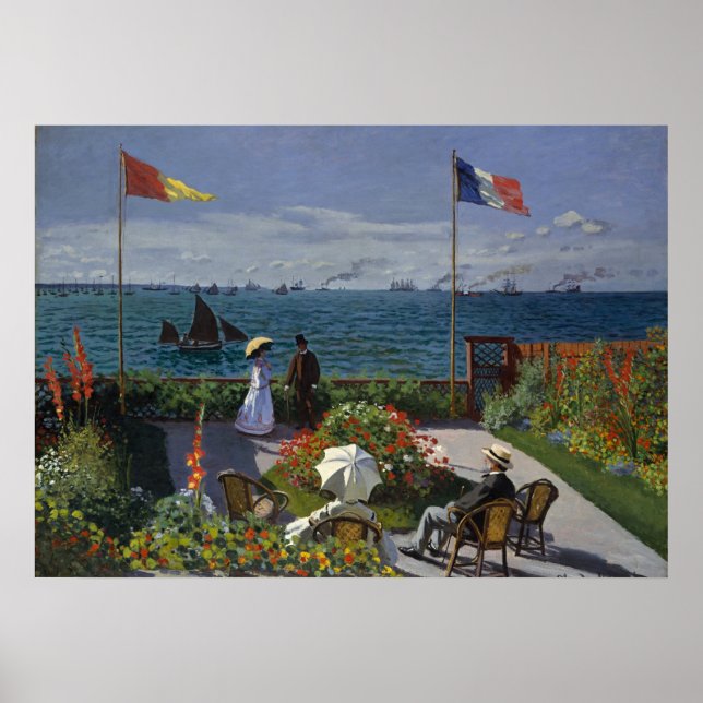 Poster Jardim Monet na Pintura Sainte-Adresse (Frente)