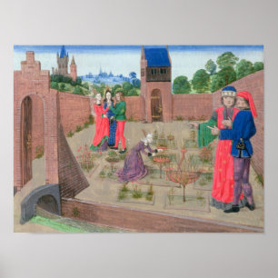 Póster Jardim murado com uma jardinagem da mulher