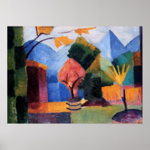 Poster Jardim no Lago Thun por August Macke, Arte Antigo