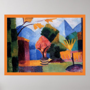Poster Jardim no Lago Thun por August Macke, Arte Vintage