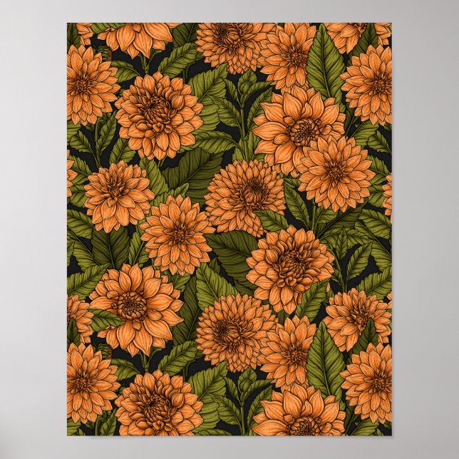 Poster Jardim Orange Dahlia (Frente)
