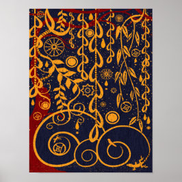 Póster Jardim para Gustav Art Nouveau Abstrato