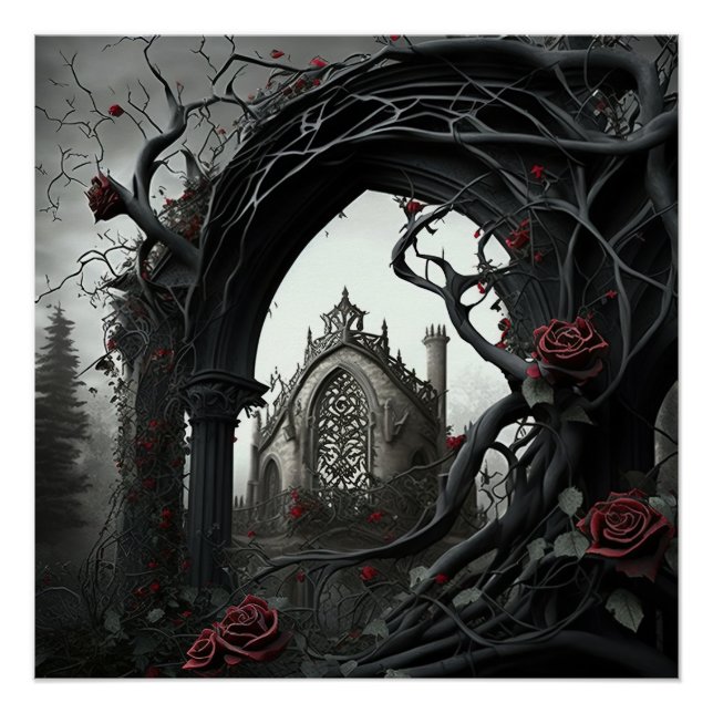Póster Jardim Rosa do Cemitério Gótico (Frente)