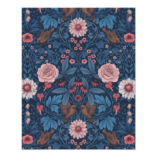 Póster Jardim selvagem em azul (Frente)