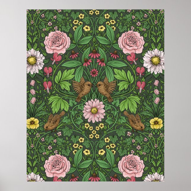 Poster Jardim selvagem em verde (Frente)