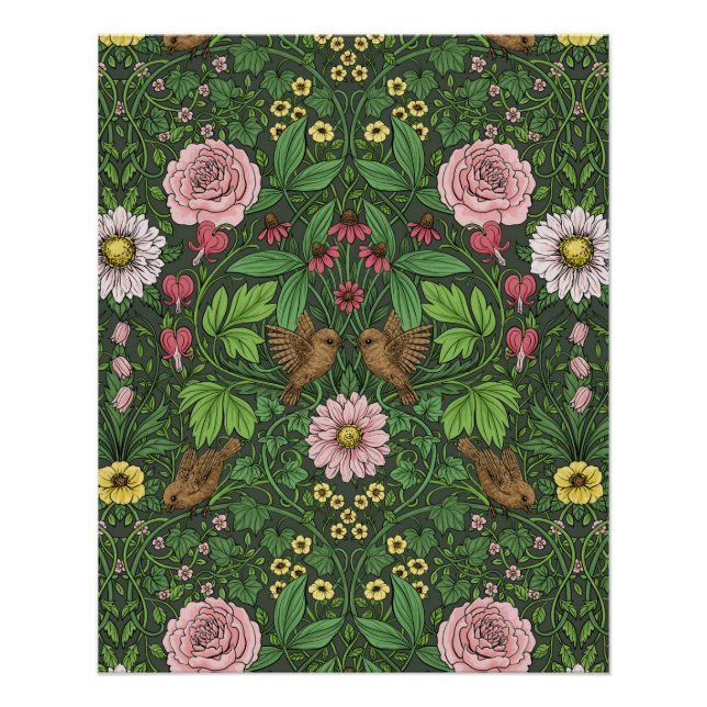 Póster Jardim selvagem em verde (Frente)