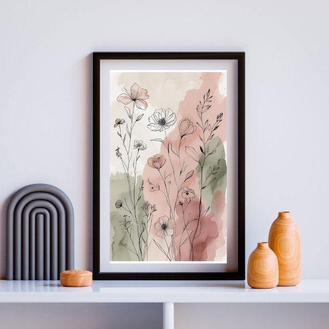 Poster Jardim Tranquilo de Flores Silvestres | Botânica e (Criador carregado)