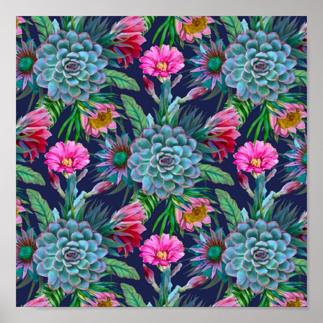 Poster Jardim tropical suculento (Frente)