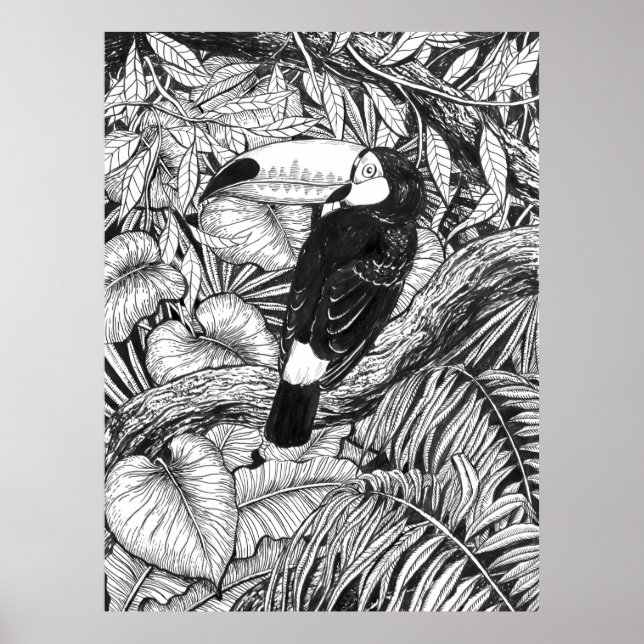 Poster Jardim tropical tucano (Frente)