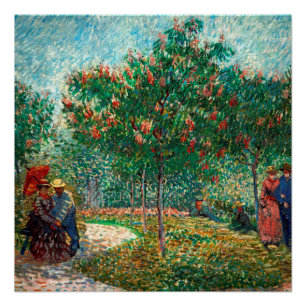 Póster Jardim Van Gogh em Montmartre com amantes