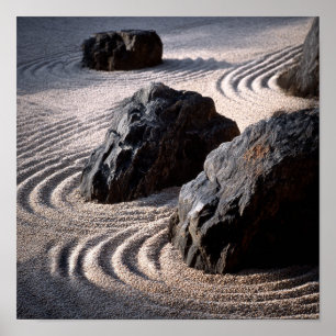 Poster Jardim Zen Japonês Minimalista - Gravel e Ro Queim