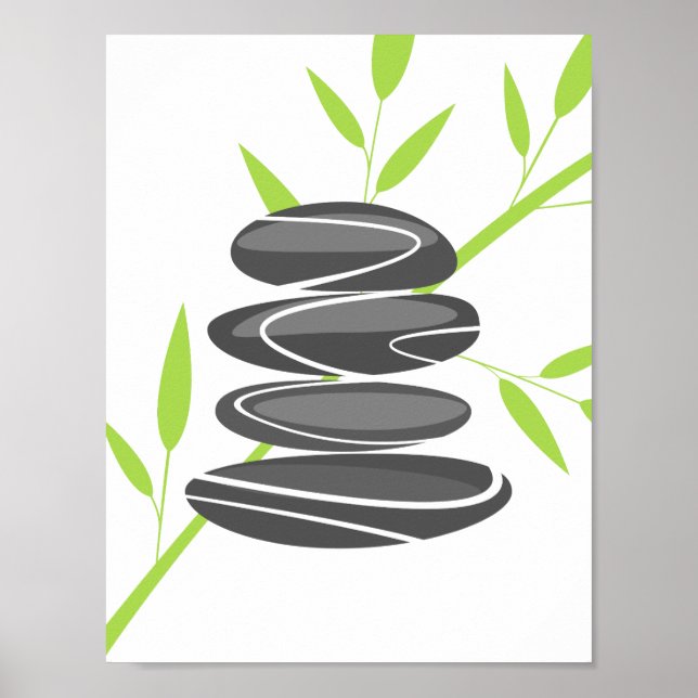Póster Jardim zen pedras seixos empilhamento e pôster de  (Frente)
