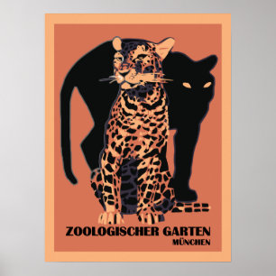 Poster Jardim zoológico de Munich do estilo do vintage