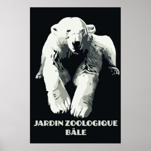 Póster Jardim Zoológico de Vintage e urso polar de Basile