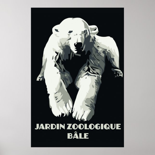 Póster Jardim Zoológico de Vintage e urso polar de Basile (Frente)