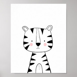 Poster Jardim zoológico moderno preto e branco do