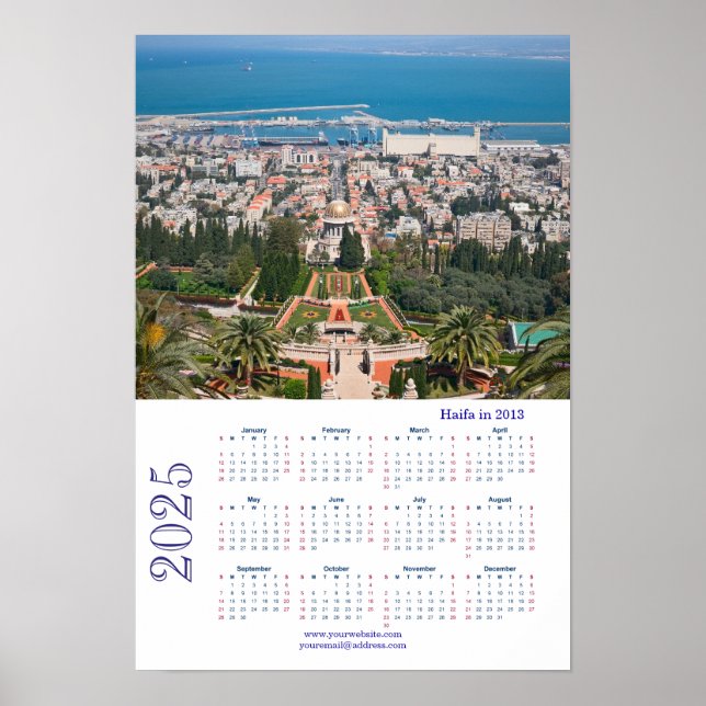Poster Jardins Bahá'í, Haifa em 2013, Israel  (Frente)