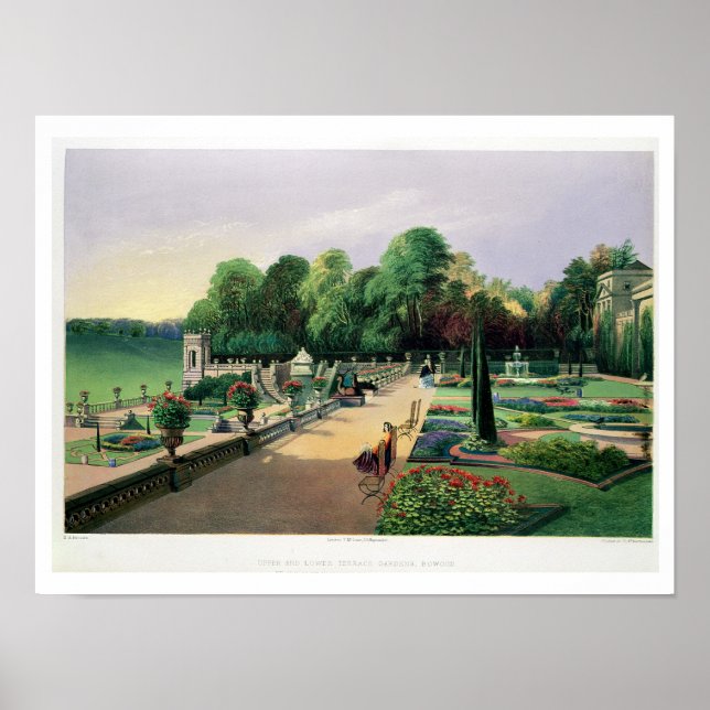 Póster Jardins de Terraço Superior e Inferior em Bowood,  (Frente)